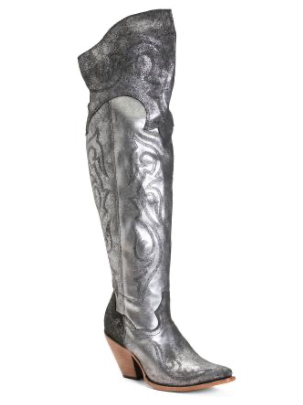 NWT Corral Brown & Silver Metallized Embroidered Over-the-Knee Western Boots 8